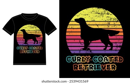 Funny Curly Coated retriever Vintage Retro Sunset Silhouette Gifts Dog Lover Dog Owner Essential T-Shirt