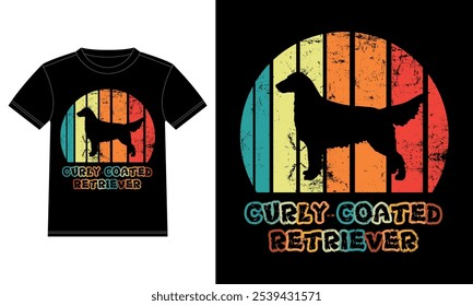 Funny Curly Coated retriever Vintage Retro Sunset Silhouette Gifts Dog Lover Dog Owner Essential T-Shirt