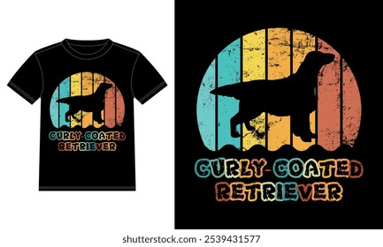 Divertido Curly Coated retriever Antiguas Retro Sunset Silhouette Regalos Amante del perro Propietaria de perros Camiseta esencial