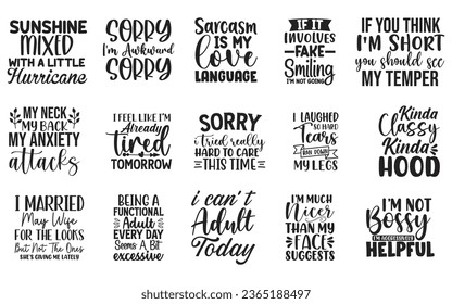 Funny cut files Bundle, Funny Quotes, Funny Eps cut files, Hand drawn lettering phrase, EPS files, EPS bundle, Saying about Funny,