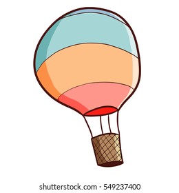 Funny and cute air balloon flying for vacation - vector.