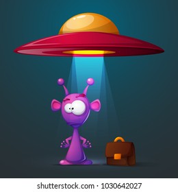 Funny, cute alien with big eye and ear. Vector eps 10