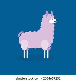 Funny cute alpaca or lama. Shape vector animal