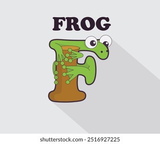 Funny cute alphabet frog icon