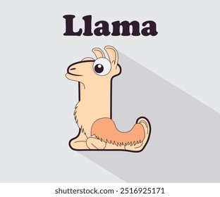 Engraçado bonito alfabeto Llama ícone