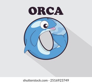 Funny cute alphabet orca icon
