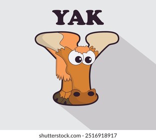 Funny cute alphabet yak icon