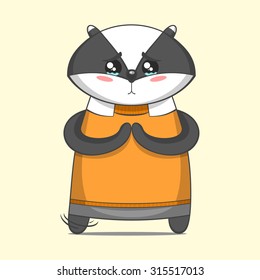 Funny Cute Animal Character Vector illustration Icon Set. Cartoon badger toy personages. Pleading look.