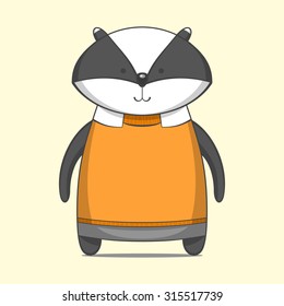 Funny Cute Animal Character Vector illustration Icon Set. Cartoon badger toy personages. Smile simple standard.