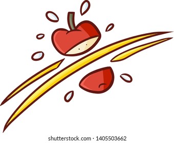 Funny and cute apple get sliced