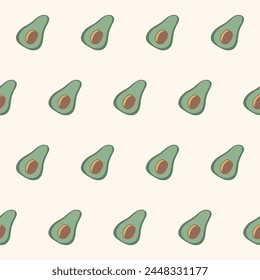 Funny Cute Avocado Vegetable Seamless Pattern.  Cartoon  Wallpaper, Wrapping, Digital Paper Print. Kid Textile fabric Fashion Style Swatch