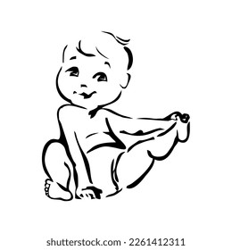 Funny and cute babies. Various poses of baby. Vector drawings
isolated. 