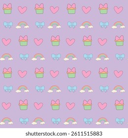 Funny Cute Baby Clothing Textile Seamless Swatch Background. Hand Drawn Doodle Infant Fabric Pattern. Cute Kawaii Whimsical Wrapping, Wallpaper Nursery Design. Vintage Elegant Retro Style. Nappy Cover