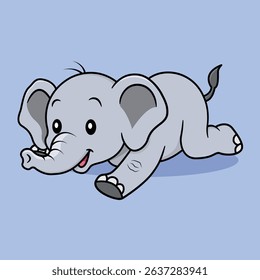 Funny Cute Baby Elephant Illustration
