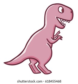 Funny and cute baby T-rex smiling happily - vector.