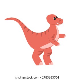 Funny cute baby velociraptor vector isolated. Wild reptile, prehistroic predator. Big extinct animal.