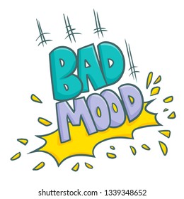 Funny and cute "Bad Mood" sentence falling down