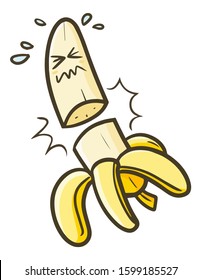 Funny and cute banana character expression being cut