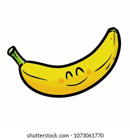 Funny and cute banana smiling happily - vector.