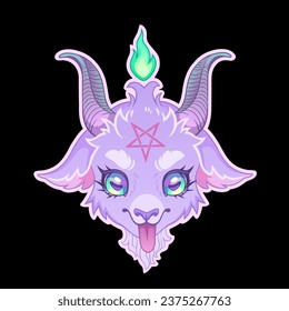 Funny cute Baphomet head drawing