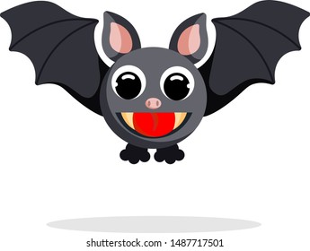 Funny cute bat. Cartoon character. Flat vector stock illustration on white background