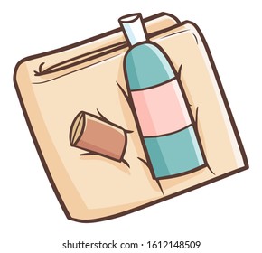 Funny and cute bathroom kit peach towel with shampoo and soap on it
