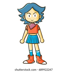 Funny and cute beautiful cheerleader standing - vector.