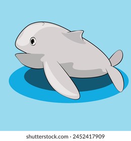 Ilustración vectorial de ballena beluga linda divertida.
