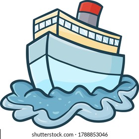 Funny Cute Big Cruise Ship Sailing Stock Vector (Royalty Free) 1788853046