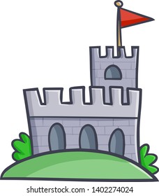 Funny and cute big fortress in cartoon style