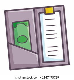Funny and cute bill with money in it - vector