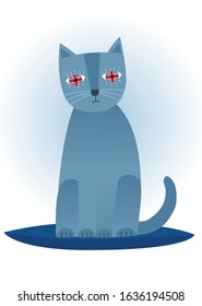 Funny cute blue british cat. Isolated vector illustration.