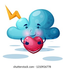 Funny, cute blue cloud characters. Vector eps 10