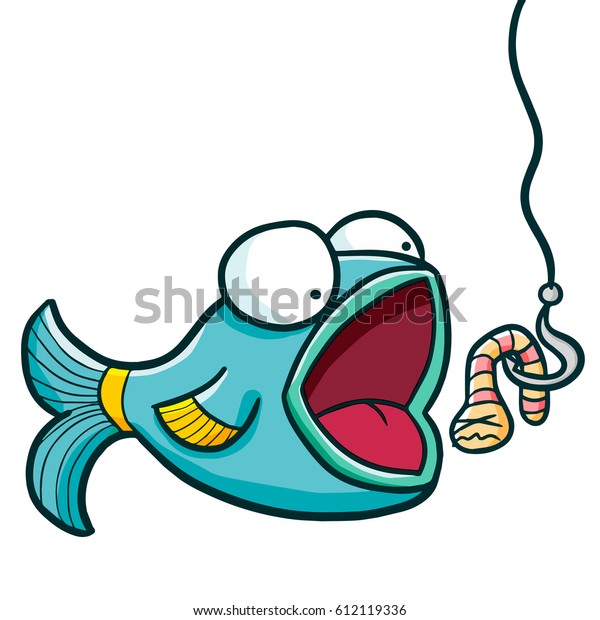 Funny Cute Blue Green Fish Want Stock Vector (Royalty Free) 612119336 ...