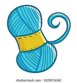 Funny and cute blue green wool yarn for knitting - vector.