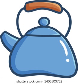 Funny Cute Blue Kettle Boiling Water Stock Vector (Royalty Free ...