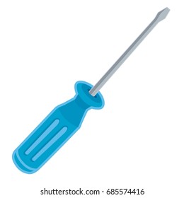 Funny and cute blue screwdriver (vector).