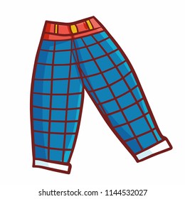 Funny and cute blue vintage vintage trousers - vector.