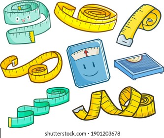 Funny and cute body measure tape in simple doodle style