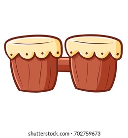 Funny and cute bongo drum in simple cartoon style - vector.