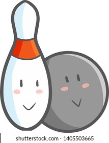 Funny and cute bowling set smiling together