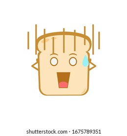 Funny cute bread character. Vector flat bread character feel surprised. isolated on white background. Bread character concept
