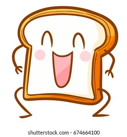 Funny and cute bread laughing happily - vector.