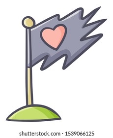 Funny and cute broken gray flag with love symbol on it