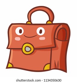 Funny and cute brow worker bag smiling - vector