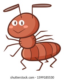 Funny and cute brown ant standing and smiling