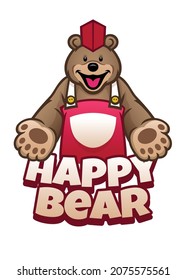 Funny Cute Brown Bear Restaurant Mascot Logo