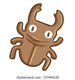 Funny and cute brown beetle crawling - vector.