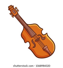 Funny and cute brown violin - vector