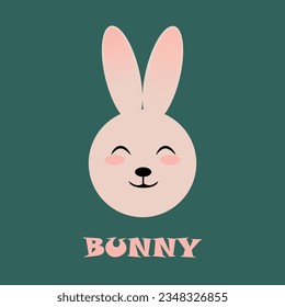 Funny cute bunny in cartoon style. Vector print with lion. Perfect for baby clothes, poster, baby shower card. Vector illustration